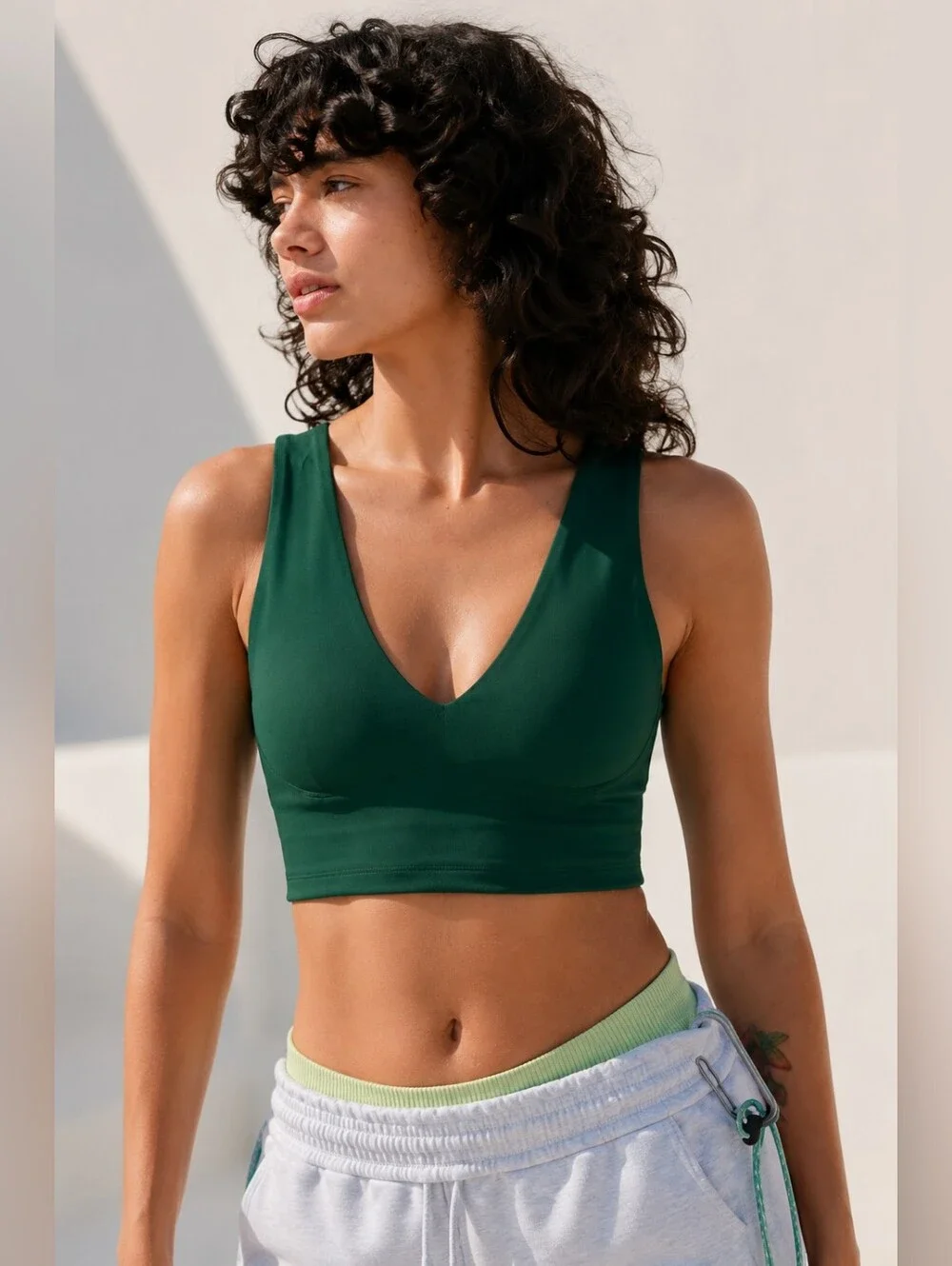 FP Movement by Free People Deep Green V-Neck Sports Bra